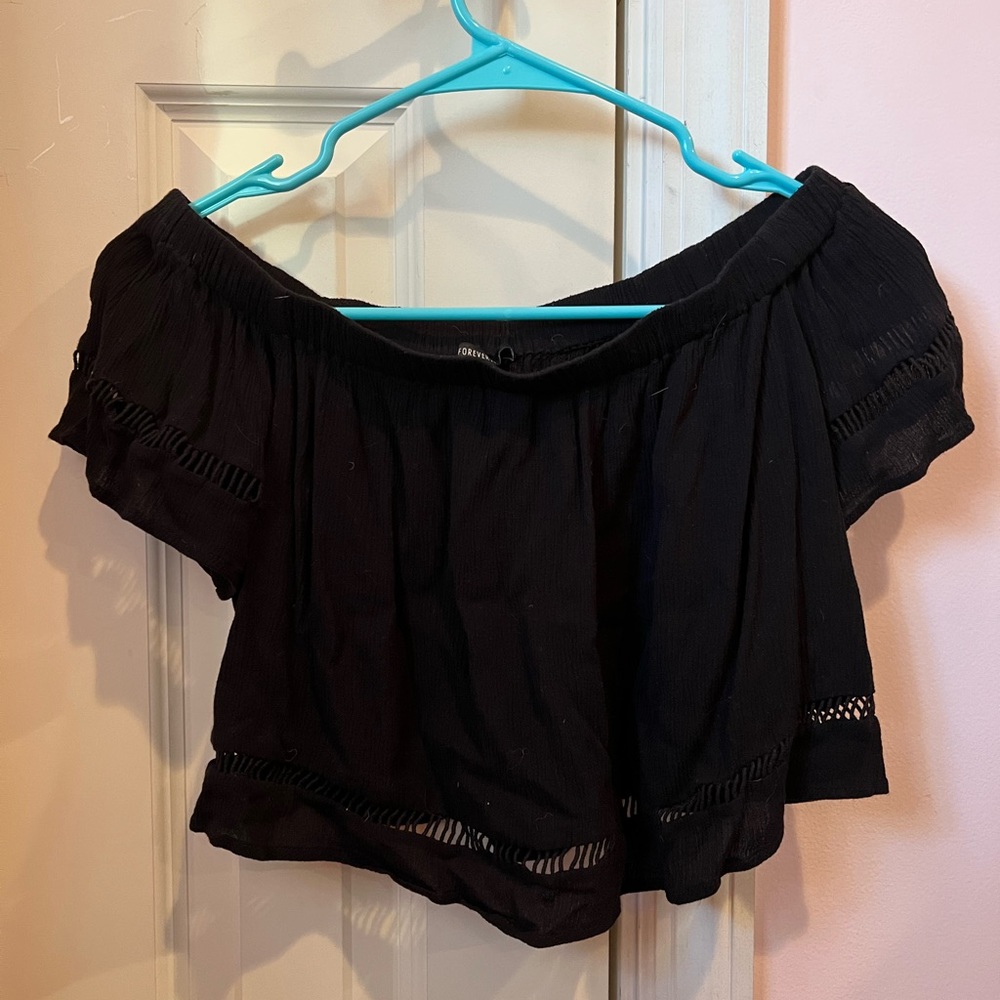Black Forever 21 off-the-shoulder top
